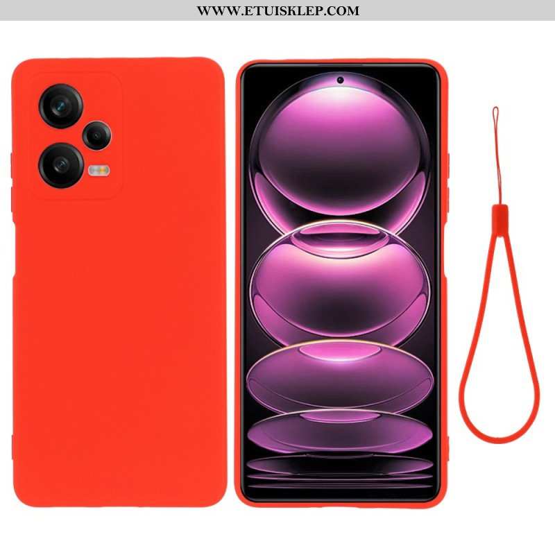 Etui do Xiaomi Redmi Note 12 Pro Płynny Silikon Ze Smyczą